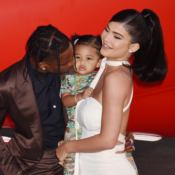 Kylie Jenner, son compagnon Travis Scott et leur fille Stormi Webster - Première du reportage 'Travis Scott : Look Mom I Can Fly', le 27 août 2019.