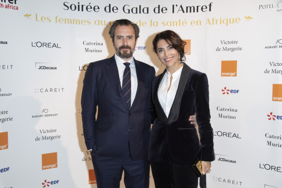 Exclusif - Caterina Murino et son compagnon Edouard Rigaud assistent à la soirée de gala de l'AMREF "Les femmes au coeur de la santé en Afrique" au Pavillon Cambon Capucines à Paris, le 15 octobre 2019.