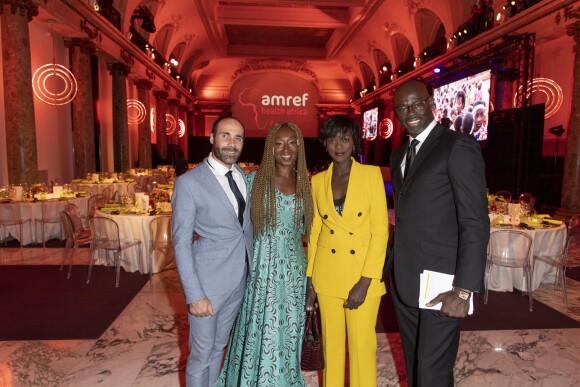 Exclusif - Nadège Beausson-Diagne et son mari Geoffroy Jeff Tekeyan, Rama Yade et Sylvère-Henry Cissé assistent à la soirée de gala de l'AMREF "Les femmes au coeur de la santé en Afrique" au Pavillon Cambon Capucines à Paris, le 15 octobre 2019.