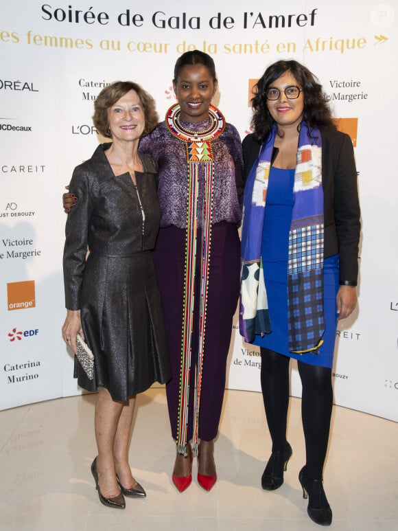 Exclusif - Mireille Faugère, Nice Nailantei Leng'ete et Myriam El Khomri assistent à la soirée de gala de l'AMREF "Les femmes au coeur de la santé en Afrique" au Pavillon Cambon Capucines à Paris, le 15 octobre 2019.