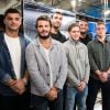 Exclusif - Pierre Fouyssac, Arthur Bonneval, Yoann Maestri, Clément Daguin, Ryan Chapuis, Jules Plisson, Sylvain Nicolas, Jean-Marc Doussain dédicacent le calendrier 2020 des Dieux du Stade aux Galeries Lafayette Champs-Élysées à Paris le 10 octobre 2019.