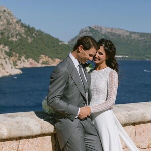 Rafael Nadal et son épouse Maria Francisca Perelló, le jour de leur mariage à Majorque, le 19 octobre 2019.