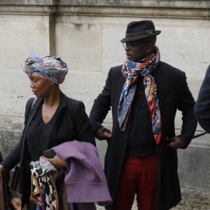 Lilian Thuram et sa compagne Kareen Guiock - Obsèques de l'acteur Jean-Michel Martial en l'église Saint-Roch à Paris le 23 octobre 2019. © Christophe Clovis/Bestimage23/10/2019 - Paris