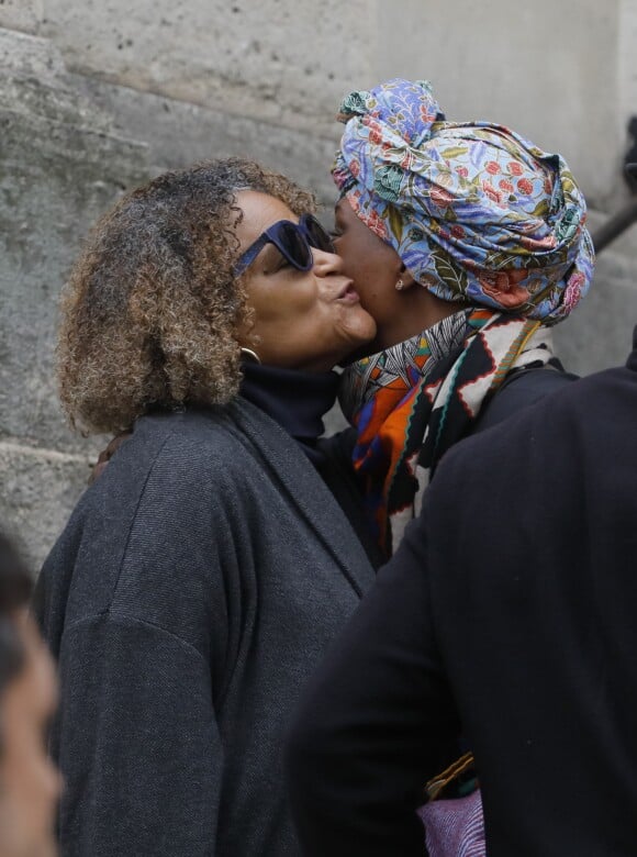 Jocelyne Béroard, Kareen Guiock - Sorties des obsèques de Jean-Michel Martial au cimetière du Père Lachaise à Paris. Le 23 octobre 2019.