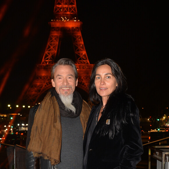 Exclusif - Florent Pagny et sa femme Azucena Caman - Backstage du concert anniversaire des 130 ans de la Tour Eiffel à Paris, qui sera diffusé le 26 octobre sur France 2. Le 2 octobre 2019. © Perusseau-Veeren/ Bestimage