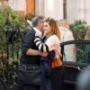 Exclusif - Emma Watson embrasse son père Chris dans les rues de Londres, le 22 octobre 2019.