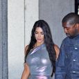 Kanye West et Kim Kardashian quittent le Cipriani Wall Street à l'issue du gala Night Of Stars 2019. New York, le 24 octobre 2019.