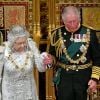 La reine Elisabeth II d'Angleterre et le prince Charles - La famille royale d'Angleterre lors de l'ouverture du Parlement au palais de Westminster à Londres. Le 14 octobre 2019