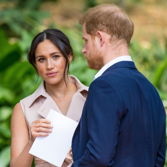 Le prince Harry, duc de Sussex, et Meghan Markle, duchesse de Sussex, se rendent à la réception des industries créatives et des entreprises à Johannesburg, le 2 octobre 2019.