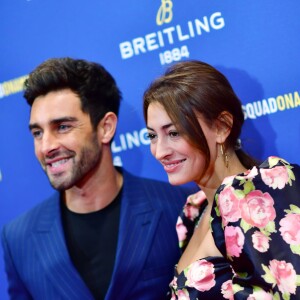 Valentin Léonard et sa compagne Rachel Legrain-Trapani (Miss France 2007) lors de la soirée de réouverture de la boutique "Breitling", située rue de la Paix. Paris, le 3 octobre 2019. © Rachid Bellak/Bestimage