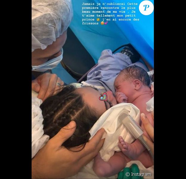 Nabilla partage une photo de son fils Milann après l'accouchement sur Instagram le 29 octobre 2019.