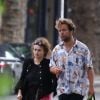 Exclusif - L'actrice britannique Helena Bonham Carter avec son son compagnon Rye Dag Holmboe se baladent dans le quartier de Hampstead à Londres, Royaume Uni, le 10 août 2019.