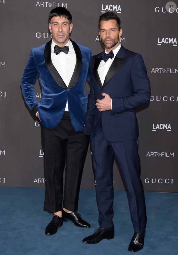 Ricky Martin et son mari Jwan Yosef au photocall de la soirée "2019 LACMA Art + Film Gala" au Los Angeles County Museum of Art. Los Angeles, le 2 novembre 2019.
