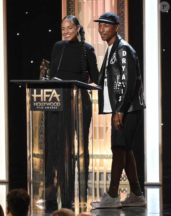 Alicia Keys et Pharrell Williams lors des "23e Hollywood Film Awards" à l'hôtel Beverly Hilton, à Los Angeles. Le 3 novembre 2019.