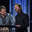 Matt Damon et Christian Bale lors des "23e Hollywood Film Awards" à l'hôtel Beverly Hilton, à Los Angeles. Le 3 novembre 2019.