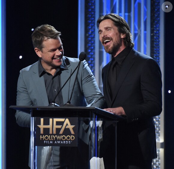 Matt Damon et Christian Bale lors des "23e Hollywood Film Awards" à l'hôtel Beverly Hilton, à Los Angeles. Le 3 novembre 2019.