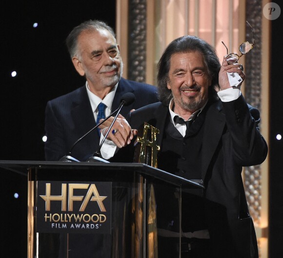 Francis Ford Coppola et Al Pacino lors des "23e Hollywood Film Awards" à l'hôtel Beverly Hilton, à Los Angeles. Le 3 novembre 2019.