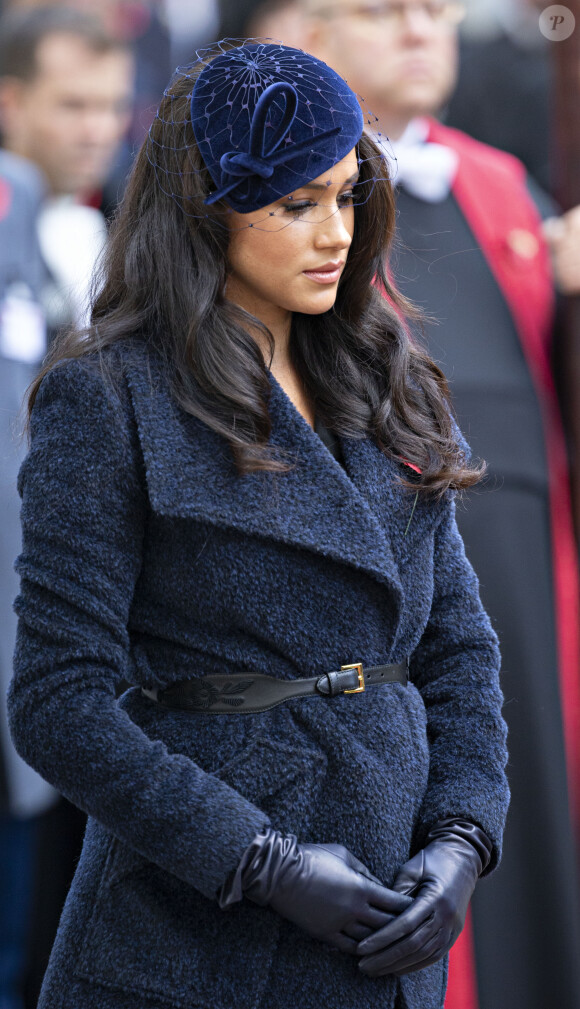 Le prince Harry, duc de Sussex, et Meghan Markle, duchesse de Sussex, assistent à une cérémonie d'hommage à tous ceux qui sont battus pour la Grande-Bretagne, à Westminster Abbey, le 7 novembre 2019, dans le cadre du 'Remembrance Day'.