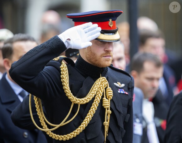 Le prince Harry, duc de Sussex, et Meghan Markle, duchesse de Sussex, assistent à une cérémonie d'hommage à tous ceux qui sont battus pour la Grande-Bretagne, à Westminster Abbey, le 7 novembre 2019, dans le cadre du 'Remembrance Day'.
