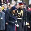 Le prince Harry, duc de Sussex, et Meghan Markle, duchesse de Sussex, assistent à une cérémonie d'hommage à tous ceux qui sont battus pour la Grande-Bretagne, à Westminster Abbey, le 7 novembre 2019, dans le cadre du 'Remembrance Day'.