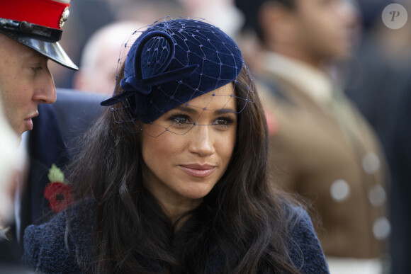 Le prince Harry, duc de Sussex, et Meghan Markle, duchesse de Sussex, assistent à une cérémonie d'hommage à tous ceux qui sont battus pour la Grande-Bretagne, à Westminster Abbey, le 7 novembre 2019, dans le cadre du 'Remembrance Day'.