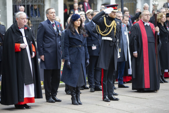 Le prince Harry, duc de Sussex, et Meghan Markle, duchesse de Sussex, assistent à une cérémonie d'hommage à tous ceux qui sont battus pour la Grande-Bretagne, à Westminster Abbey, le 7 novembre 2019, dans le cadre du 'Remembrance Day'.