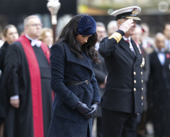 Le prince Harry, duc de Sussex, et Meghan Markle, duchesse de Sussex, assistent à une cérémonie d'hommage à tous ceux qui sont battus pour la Grande-Bretagne, à Westminster Abbey, le 7 novembre 2019, dans le cadre du 'Remembrance Day'.