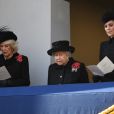  Camilla Parker-Bowles, Elizabeth II et Kate Middleton - La famille royale réunie pour le Remembrance Sunday Service, au Cénotaphe de Londres, le 10 novembre 2019. 