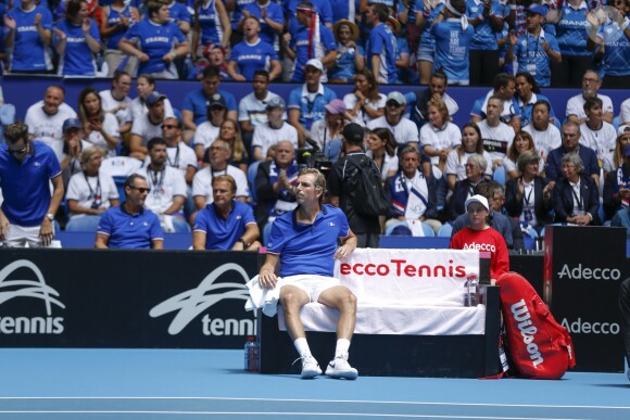 Le capitaine de l'équipe de France, Julien Benneteau - La France bat l'Australie en finale et remporte sa troisième Fed Cup à Perth, le 10 novembre 2019. © Action Plus / Panoramic / Bestimage.