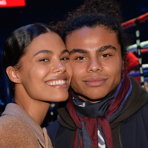 Tina Kunakey et son frère Zachary lors du gala de boxe Univent à l'AccorHotels Arena de Paris pour le championnat du monde WBA le 15 novembre 2019. © Veeren / Bestimage