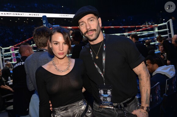 Jade Leboeuf ( fille de Franck Leboeuf) et son compagnon Stéphane Rodrigues lors du gala de boxe Univent à l'AccorHotels Arena de Paris pour le championnat du monde WBA le 15 novembre 2019. © Veeren / Bestimage