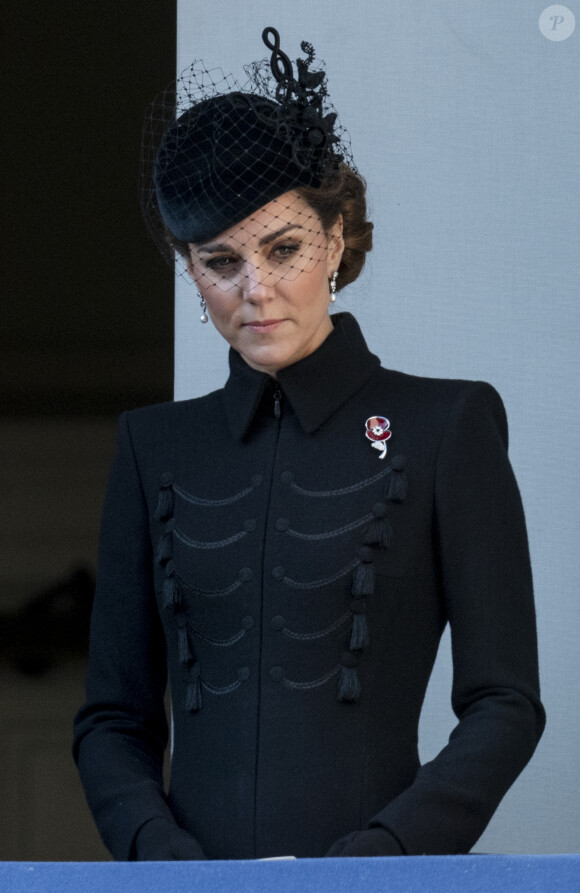 Kate Middleton, duchesse de Cambridge - La famille royale d'Angleterre lors du National Service of Remembrance à Londres le 10 novembre 2019.