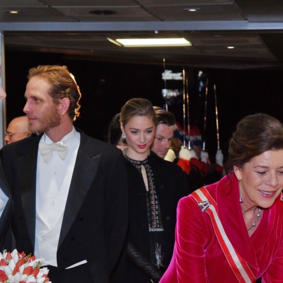 Le prince Albert II de Monaco, la princesse Charlène, la princesse Caroline de Hanovre, Andrea Casiraghi - Arrivées à la soirée de gala à l'occasion de la fête nationale monégasque au Grimaldi Forum à Monaco le 19 novembre 2019. Cette année, c'est le l'opéra Lucia di Lammermoor qui est joué sur la scène de la salle des Princes. © Bruno Bebert / Pool Monaco / Bestimage