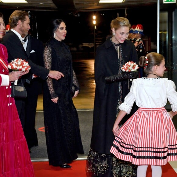 La princesse Caroline de Hanovre, Andrea Casiraghi, Chantell Violet Serfontein (la femme de Sean Wittstock), Beatrice Borromeo - Arrivées à la soirée de gala à l'occasion de la fête nationale monégasque au Grimaldi Forum à Monaco le 19 novembre 2019. Cette année, c'est le l'opéra Lucia di Lammermoor qui est joué sur la scène de la salle des Princes. © Bruno Bebert / Pool Monaco / Bestimage