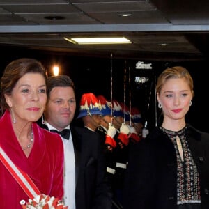 Le prince Albert II de Monaco, Andrea Casiraghi, la princesse Caroline de Hanovre, Sean Wittstock, Beatrice Borromeo - Arrivées à la soirée de gala à l'occasion de la fête nationale monégasque au Grimaldi Forum à Monaco le 19 novembre 2019. Cette année, c'est le l'opéra Lucia di Lammermoor qui est joué sur la scène de la salle des Princes. © Bruno Bebert / Pool Monaco / Bestimage