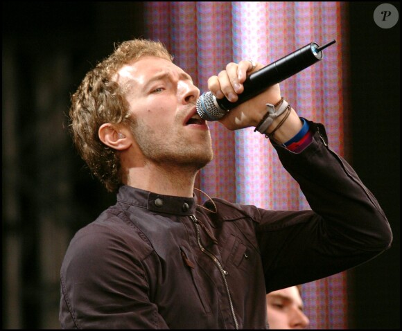 Chris Martin au concert "Live 8" à Londres le 2 juillet 2005