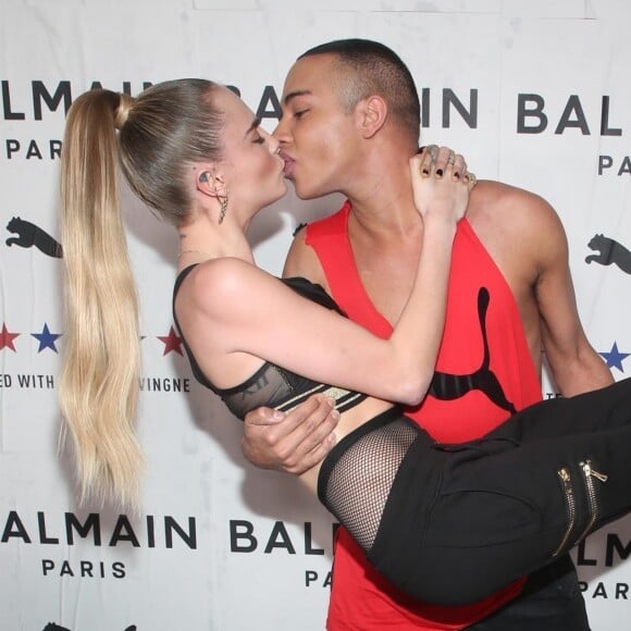 Cara Delevingne et Olivier Rousteing assistent à la soirée de lancement de la collaboration "Puma x Balmain" à Los Angeles, le 21 novembre 2019.