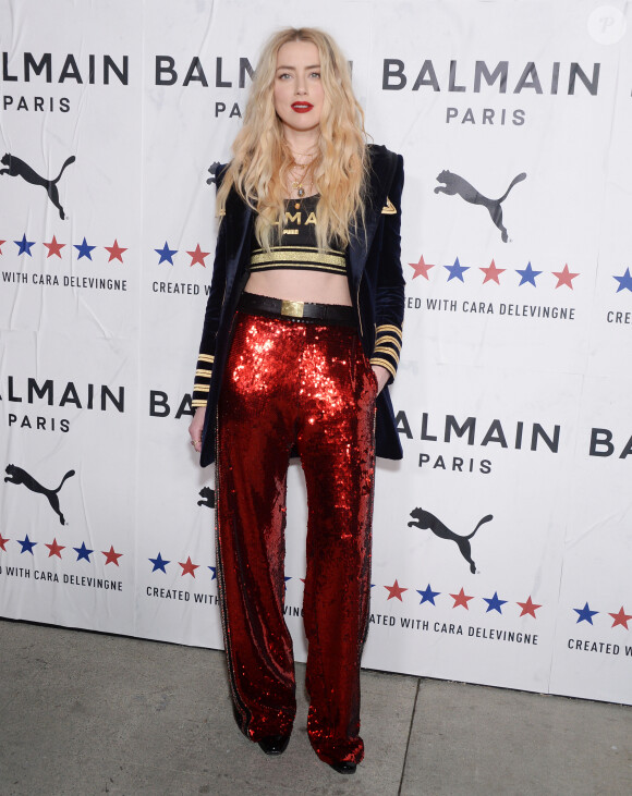 Amber Heard assiste à la soirée de lancement de la collaboration "Puma x Balmain" à Los Angeles, le 21 novembre 2019.