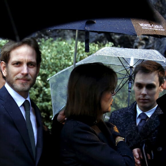 Exclusif - Andrea Casiraghi, la princesse Caroline de Hanovre, Louis Ducruet - Cérémonie d'hommage à l'amitié Monaco - Etats-Unis à Monaco, le 18 novembre 2019. © Jean-François Ottonello / Nice Matin / Bestimage