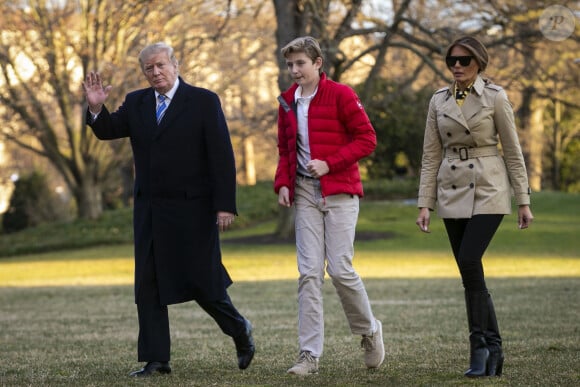 Melania Trump, Barron Trump - Le président Donald Trump arrive à la Maison Blanche à Washington en hélicoptère le 10 mars 2019.