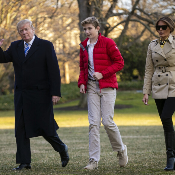 Melania Trump, Barron Trump - Le président Donald Trump arrive à la Maison Blanche à Washington en hélicoptère le 10 mars 2019.