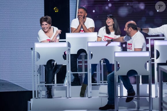 Exclusif - Nikos Aliagas, Amel Bent, Laure Pester (Lorie), Michael Youn, Mimie Mathy, Gérard Jugnot, Zazie, Claudio Capéo, Patrick Fiori, Kad Merad, Liane Foly, Jenifer Bartoli, Slimane, Patrick Bruel, Christophe Willem - Enregistrement de l'émission "Les enfoirés jouent le jeu", qui sera diffusée le 30 novembre en prime time sur TF1. Le 18 novembre 2019 © Cyril Moreau / Bestimage