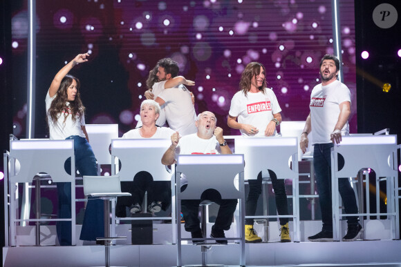 Exclusif - Nikos Aliagas, Amel Bent, Laure Pester (Lorie), Michael Youn, Mimie Mathy, Gérard Jugnot, Zazie, Claudio Capéo, Patrick Fiori, Kad Merad, Liane Foly, Jenifer Bartoli, Slimane, Patrick Bruel, Christophe Willem - Enregistrement de l'émission "Les enfoirés jouent le jeu", qui sera diffusée le 30 novembre en prime time sur TF1. Le 18 novembre 2019 © Cyril Moreau / Bestimage