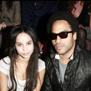 Lenny Kravitz et sa fille Zoë à la Fashion Week de Paris en 2007.