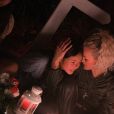 Laeticia Hallyday et sa fille Joy, Philippe Stouvenot - Pour le deuxième anniversaire de la mort de Johnny, Laeticia Hallyday et ses filles Jade et Joy se recueillent sur sa tombe au cimetière de Lorient à Saint-Barthélémy le 5 décembre 2019.
