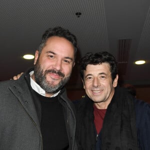 Exclusif - Bruce Toussaint et Patrick Bruel - People en backstage lors du premier jour du concert de Patrick Bruel lors de sa tournée "Ce soir on sort..." à Paris La Défense Arena le 6 décembre 2019. © Coadic Guirec/Bestimage