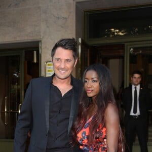 Vincent Cerruti et sa compagne Hapsatou Sy lors du 23ème Gala "Musique contre l'oubli" au profit d'Amesty International au thêatre des Champs-Elysées. Paris, le 14 juin 2017. © Denis Guignebourg/Bestimage