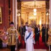 La reine Elizabeth II d'Angleterre reçoit les membres du corps diplomatique à Buckingham Palace, le 11 décembre 2019.