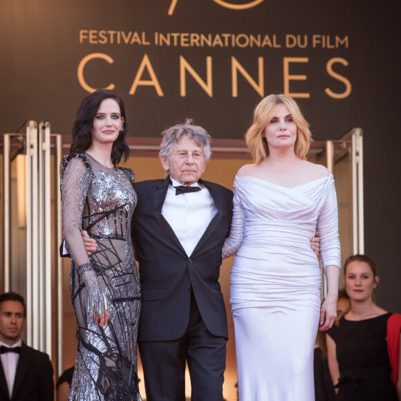 Roman Polanski entre Eva Green et Emmanuelle Seigner au 70e Festival de Cannes pour la projection du film "D'Après une Histoire Vraie" lee 27 mai 2017. © Borde-Jacovides-Moreau / Bestimage