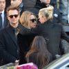 Le président Emmanuel Macron, David Hallyday, Laura Smet, Laeticia Hallyday et ses filles Joy et Jade - Arrivées des personnalités en l'église de La Madeleine pour les obsèques de Johnny Hallyday à Paris le 8 decembre 2017. © Veeren/Bestimage